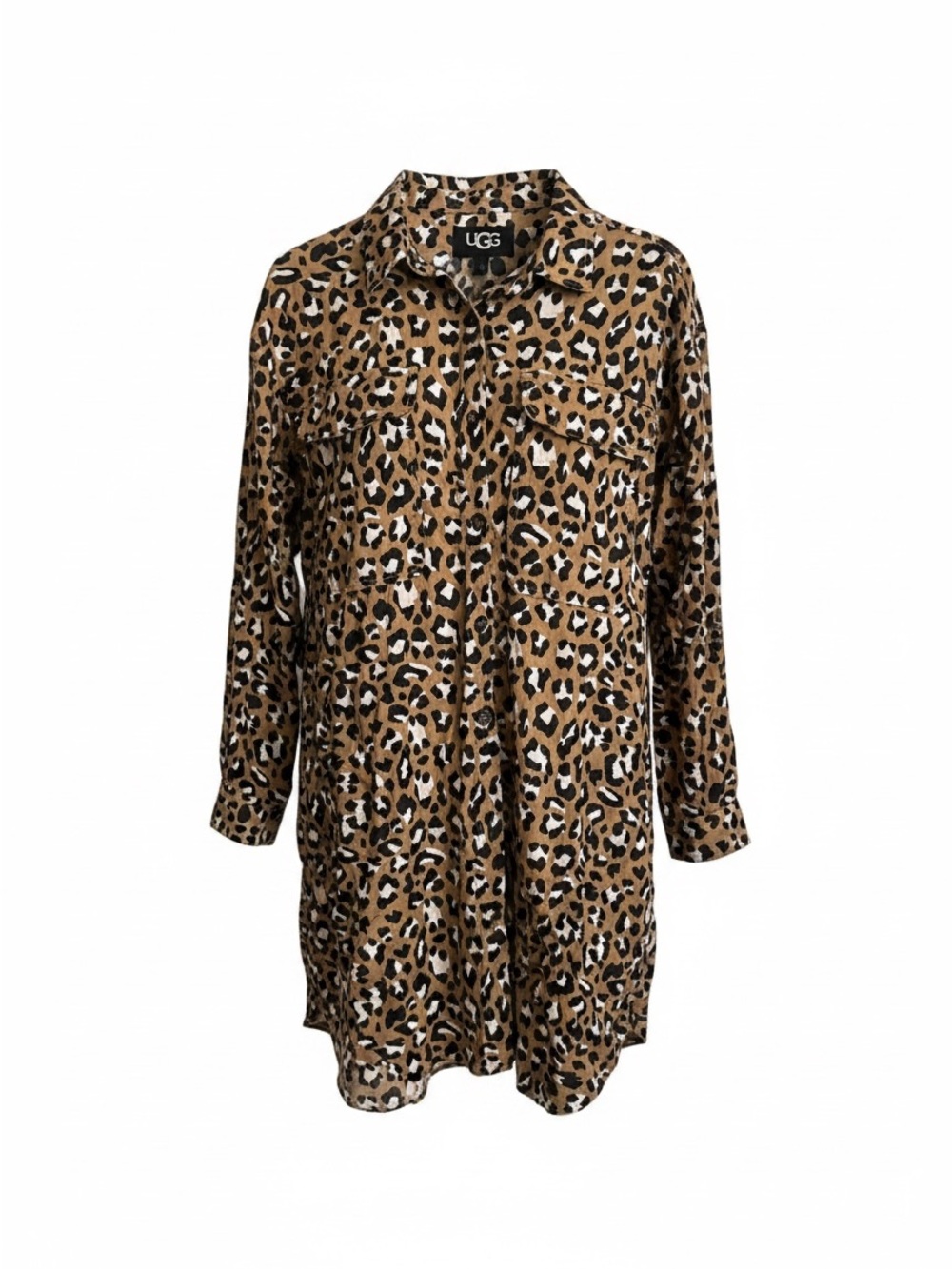 UGG Leopard Print Shirt Dress - Brown Black White size Large